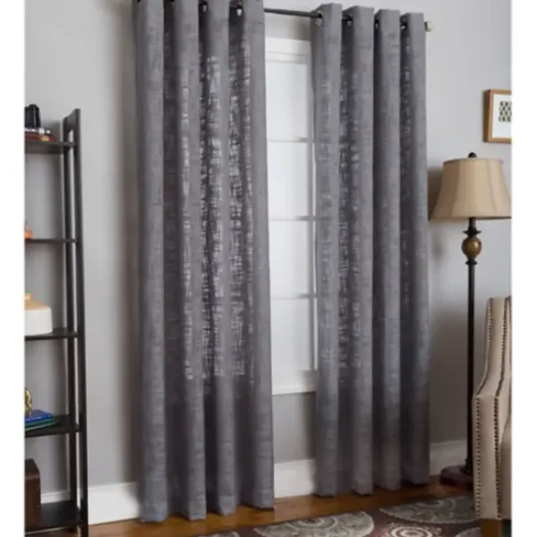 Curtains & Drapes-Kirkland's Home Tan Becky Curtain Panel Set, 96 In. Tan/White