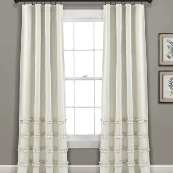 Curtains & Drapes-Kirkland's Home Tan Deena Curtain Panel Set, 96 In. Tan/White