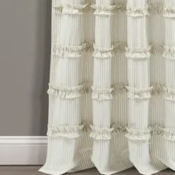 Curtains & Drapes-Kirkland's Home Tan Deena Curtain Panel Set, 96 In. Tan/White