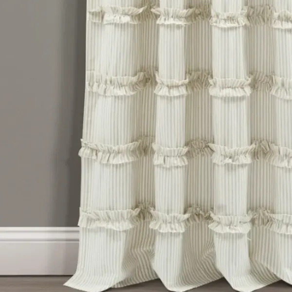 Curtains & Drapes-Kirkland's Home Tan Deena Curtain Panel Set, 96 In. Tan/White