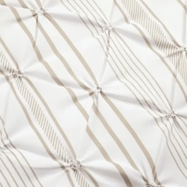 Comforters-Kirkland's Home Tan Pintuck Stripe King 5-Pc. Comforter Set Tan/White