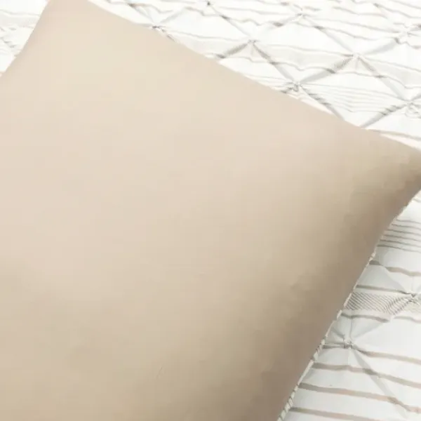 Comforters-Kirkland's Home Tan Pintuck Stripe King 5-Pc. Comforter Set Tan/White