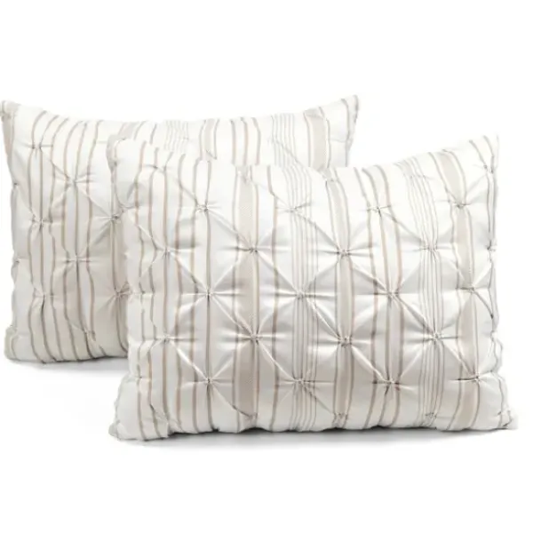Comforters-Kirkland's Home Tan Pintuck Stripe King 5-Pc. Comforter Set Tan/White