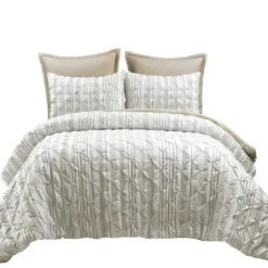 Comforters-Kirkland's Home Tan Pintuck Stripe King 5-Pc. Comforter Set Tan/White