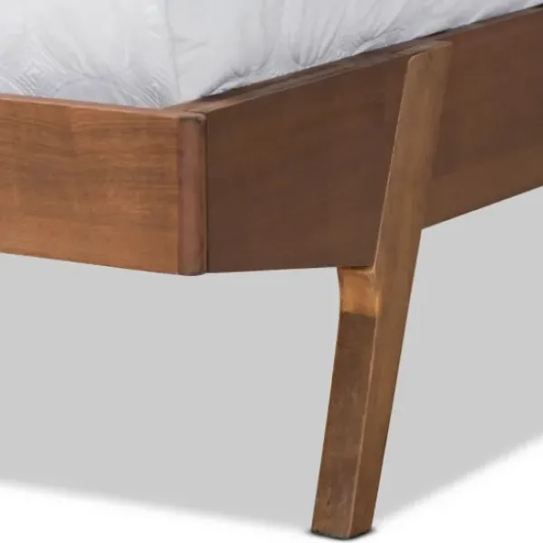 Beds & Headboards-Kirkland's Home Tan Upholstered Brown Wood Full Platform Bed