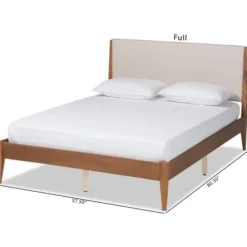 Beds & Headboards-Kirkland's Home Tan Upholstered Classic Wood Full Platform Bed Tan/Brown