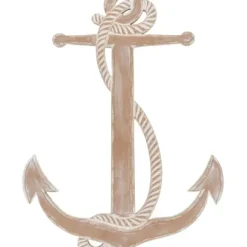 Wall Plaques-Kirkland's Home Tan Wooden Anchor Plaque Tan/White