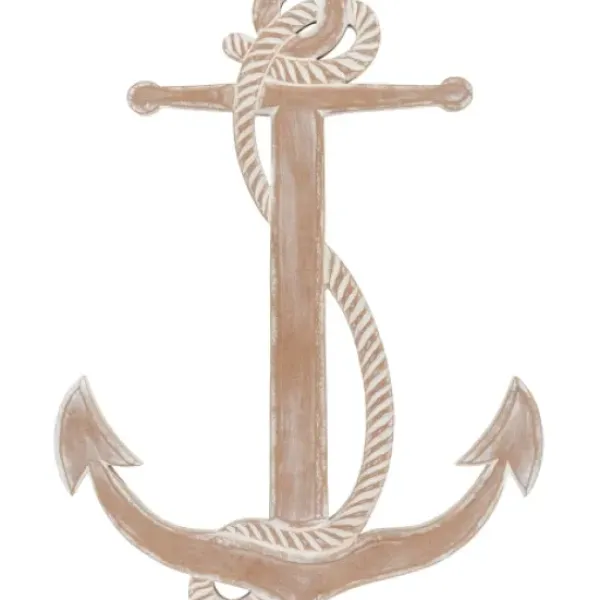 Wall Plaques-Kirkland's Home Tan Wooden Anchor Plaque Tan/White
