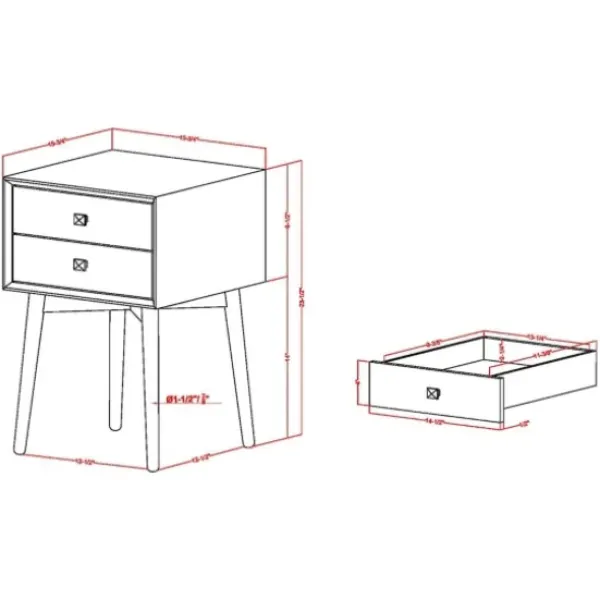 Nightstands-Kirkland's Home Tapered 2-Drawer Nightstand White