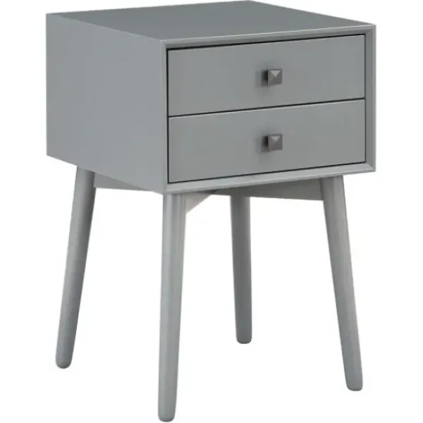 Nightstands-Kirkland's Home Tapered 2-Drawer Nightstand Gray