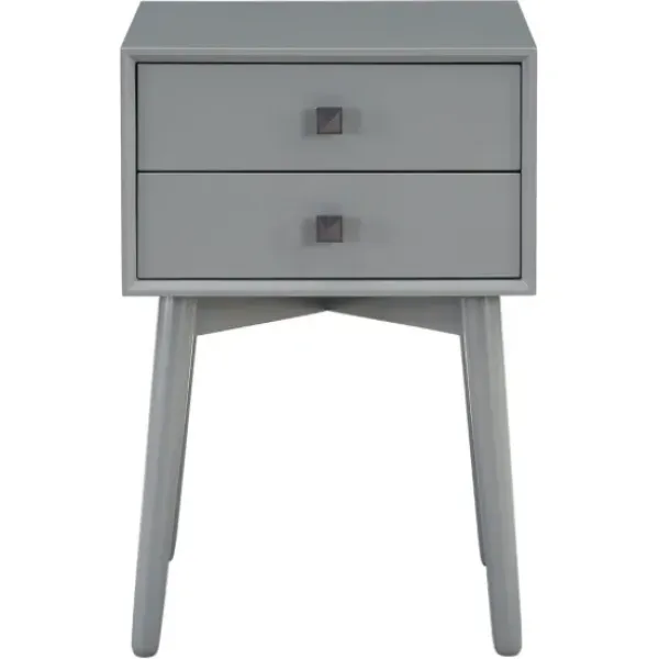 Nightstands-Kirkland's Home Tapered 2-Drawer Nightstand Gray