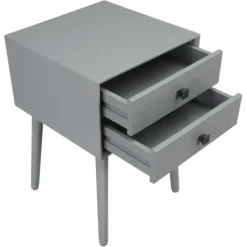 Nightstands-Kirkland's Home Tapered 2-Drawer Nightstand Gray
