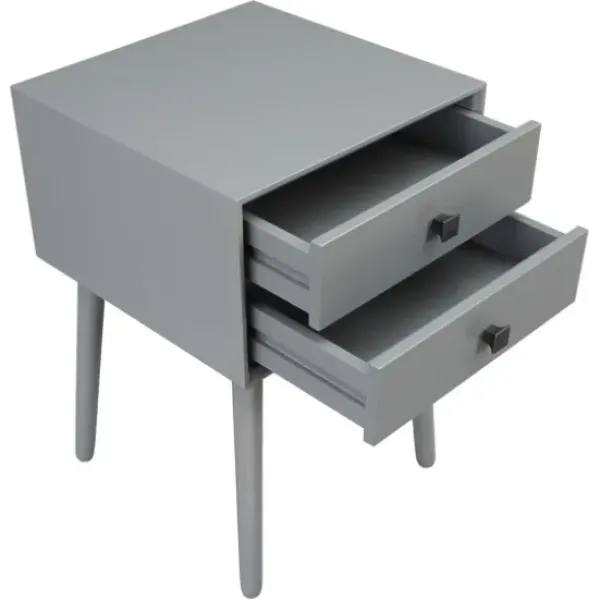 Nightstands-Kirkland's Home Tapered 2-Drawer Nightstand Gray