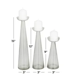 Candle Holders-Kirkland's Home Tapered Glass Pillar Candle Holders, Set Of 3 Clear