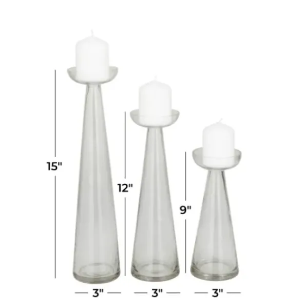Candle Holders-Kirkland's Home Tapered Glass Pillar Candle Holders, Set Of 3 Clear