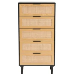 Dressers & Chests-Kirkland's Home Tara Two-Tone Espresso Rattan Chest