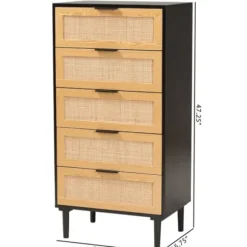 Dressers & Chests-Kirkland's Home Tara Two-Tone Espresso Rattan Chest