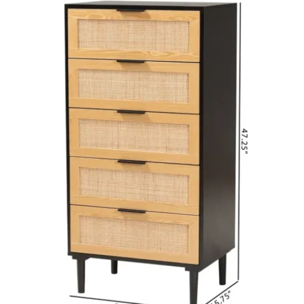 Dressers & Chests-Kirkland's Home Tara Two-Tone Espresso Rattan Chest