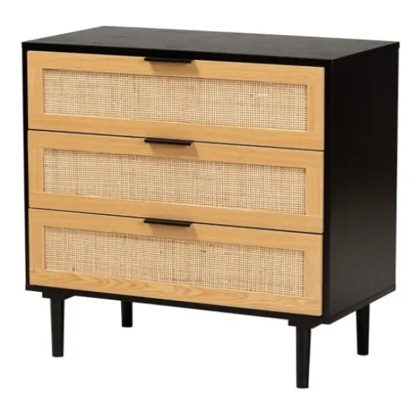 Dressers & Chests-Kirkland's Home Tara Two-Tone Espresso Rattan Dresser