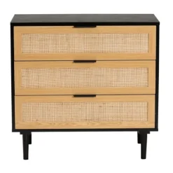 Dressers & Chests-Kirkland's Home Tara Two-Tone Espresso Rattan Dresser