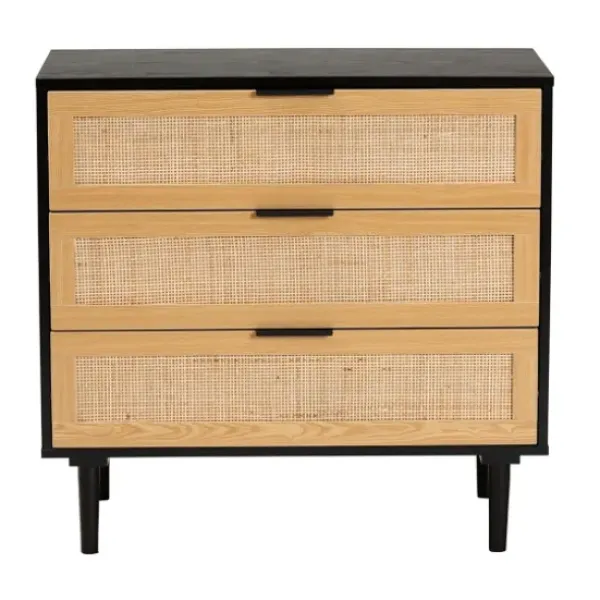 Dressers & Chests-Kirkland's Home Tara Two-Tone Espresso Rattan Dresser