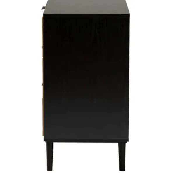 Dressers & Chests-Kirkland's Home Tara Two-Tone Espresso Rattan Dresser