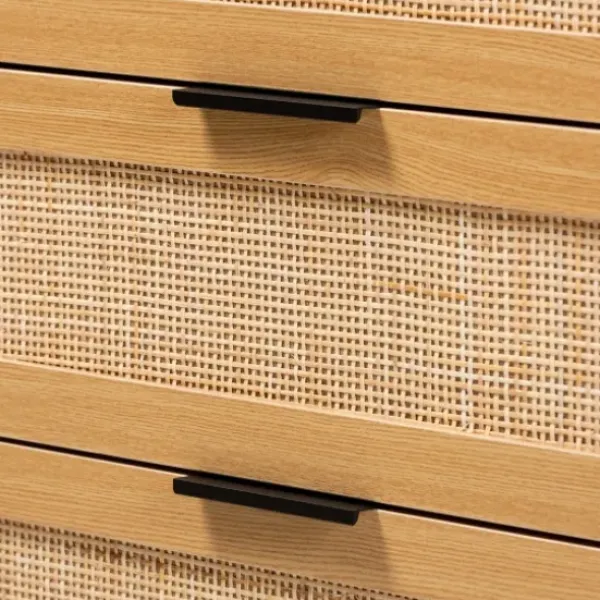 Dressers & Chests-Kirkland's Home Tara Two-Tone Espresso Rattan Dresser