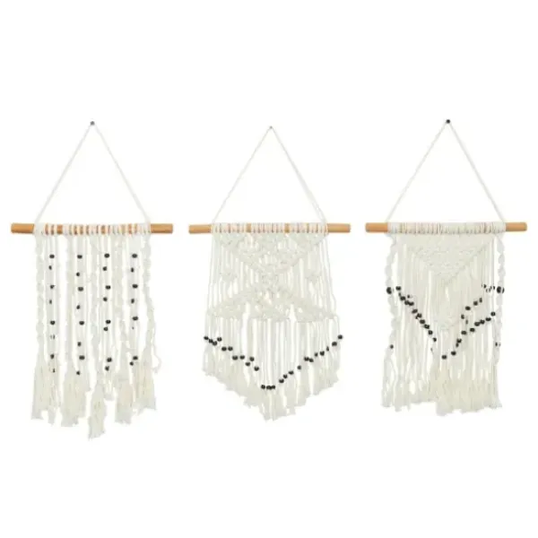 Wall Plaques-Kirkland's Home Tasseled Macrame Wall Hangings, Set Of 3 White