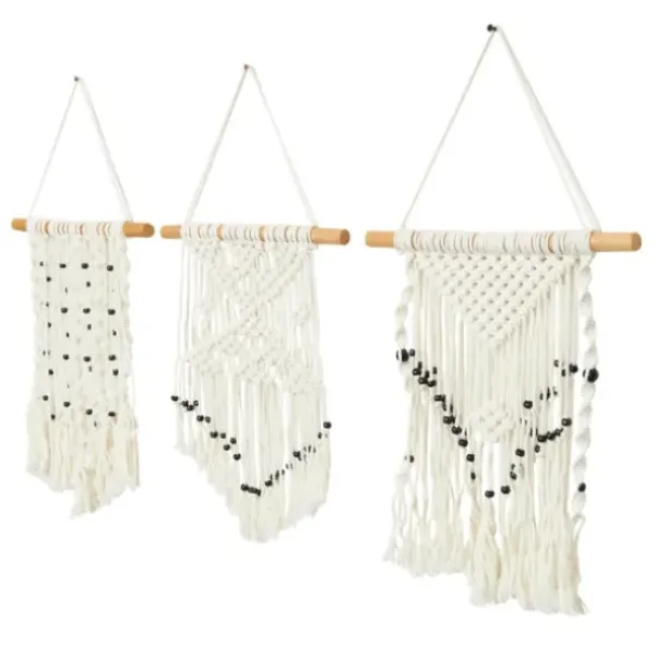 Wall Plaques-Kirkland's Home Tasseled Macrame Wall Hangings, Set Of 3 White