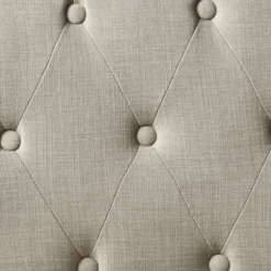 Sofas & Loveseats-Kirkland's Home Taupe Button Tufted Nailhead Trim Settee Tan