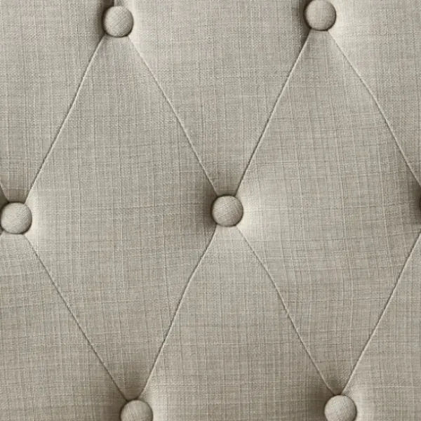 Sofas & Loveseats-Kirkland's Home Taupe Button Tufted Nailhead Trim Settee Tan