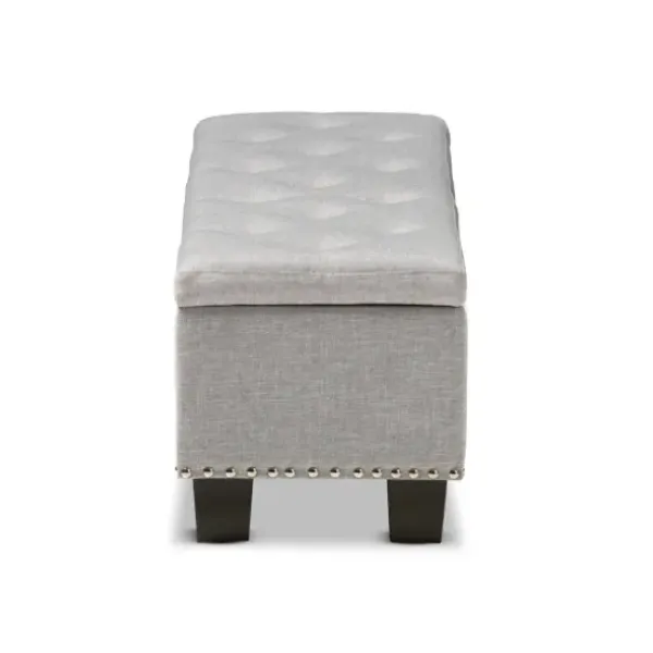 Entryway Furniture-Kirkland's Home Taupe Button-Tufted Upholstered Storage Bench Tan