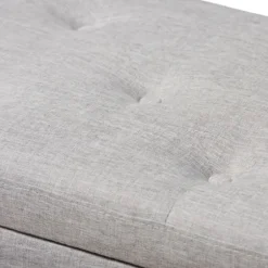 Entryway Furniture-Kirkland's Home Taupe Button-Tufted Upholstered Storage Bench Tan