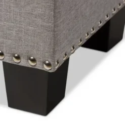 Entryway Furniture-Kirkland's Home Taupe Button-Tufted Upholstered Storage Bench Tan