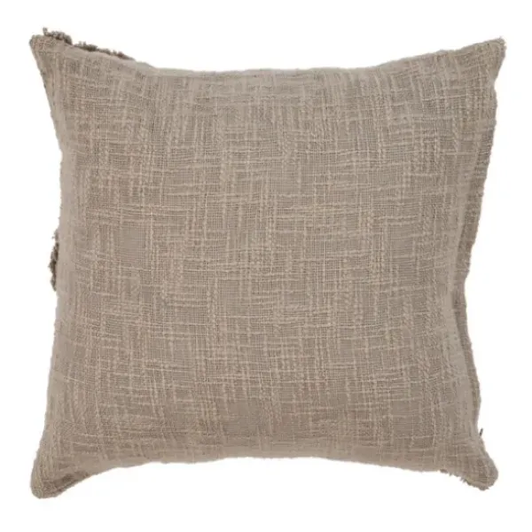 Pillows-Kirkland's Home Taupe Fringe Diamond Pillow, 20 In. Tan