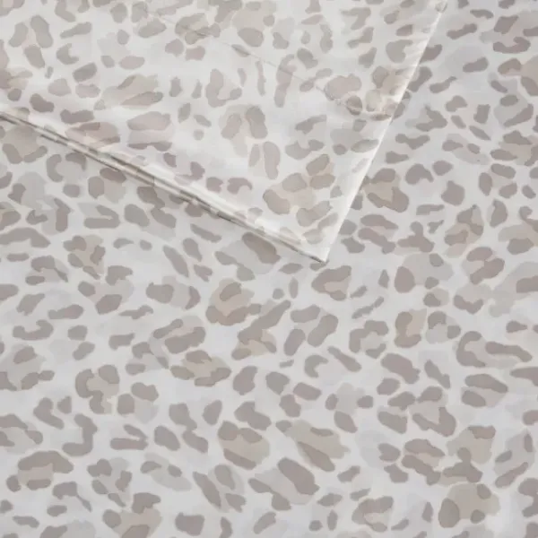 Bed Sheets-Kirkland's Home Taupe Leopard Satin King 2-Pc. Pillow Case Set White/Tan