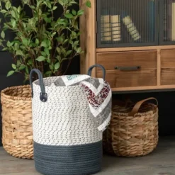 Baskets & Boxes-Kirkland's Home Taupe Paw Trellis Rec Gle Basket, 17.5 In. Tan