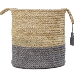 Baskets & Boxes-Kirkland's Home Taupe Paw Trellis Round Basket, 12 In. Tan