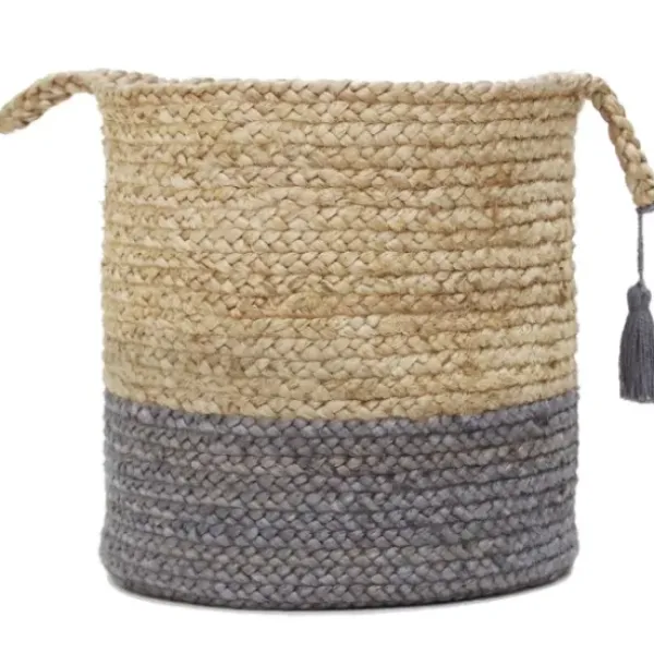 Baskets & Boxes-Kirkland's Home Taupe Paw Trellis Round Basket, 12 In. Tan