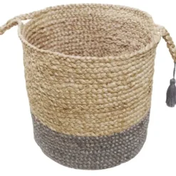 Baskets & Boxes-Kirkland's Home Taupe Paw Trellis Round Basket, 12 In. Tan