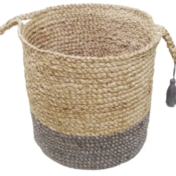 Baskets & Boxes-Kirkland's Home Taupe Paw Trellis Round Basket, 12 In. Tan