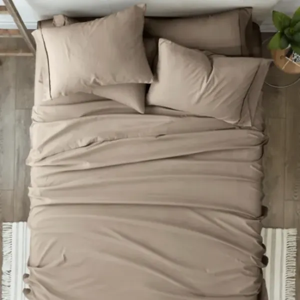 Bed Sheets-Kirkland's Home Taupe Ultra Soft 6-Pc. Queen Sheet Set Tan