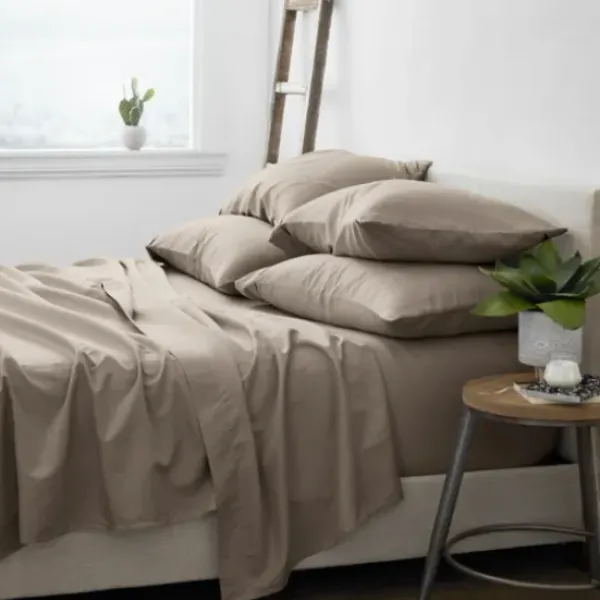 Bed Sheets-Kirkland's Home Taupe Ultra Soft 6-Pc. Queen Sheet Set Tan