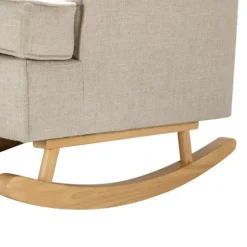 Accent Chairs-Kirkland's Home Taupe Upholstered Natural Base Wingback Rocker Tan