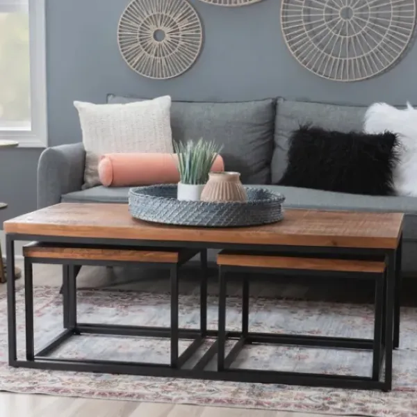 Coffee Tables-Kirkland's Home Tawny Nesting 3-Pc. Coffee And Accent Table Set Brown