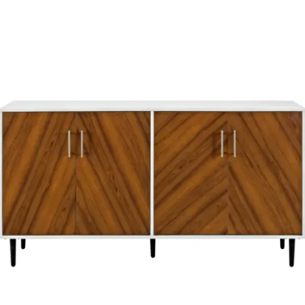 Tv Stands & Media Consoles-Kirkland's Home Teak And White Chevron Door Tv Stand Brown