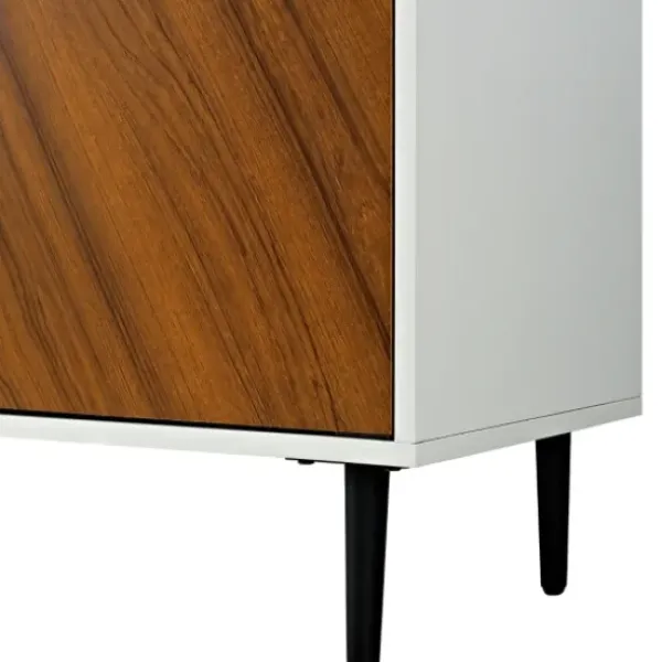 Tv Stands & Media Consoles-Kirkland's Home Teak And White Chevron Door Tv Stand Brown