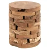 Benches & Ottomans-Kirkland's Home Teak Wood Stacked Round Stool Brown
