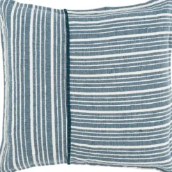 Pillows-Kirkland's Home Teal And Ivory Directional Stripes Pillow Blue/Ivory