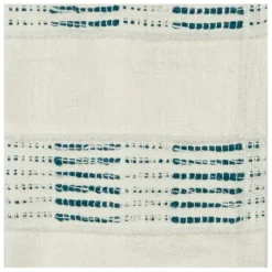 Blankets & Throws-Kirkland's Home Teal And Ivory Woven Stripe Throw Blue/Ivory